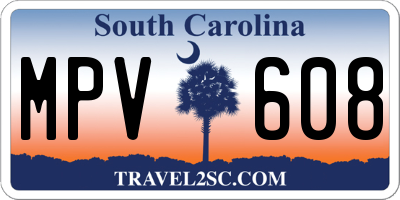 SC license plate MPV608