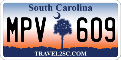 SC license plate MPV609