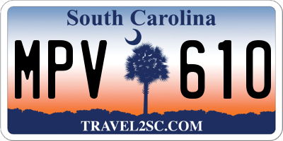 SC license plate MPV610