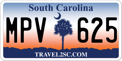 SC license plate MPV625
