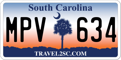 SC license plate MPV634