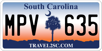 SC license plate MPV635