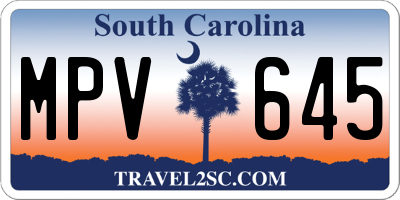 SC license plate MPV645