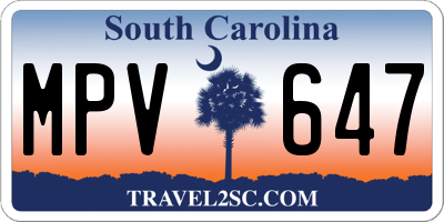 SC license plate MPV647