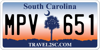 SC license plate MPV651