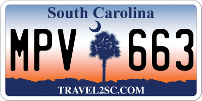 SC license plate MPV663