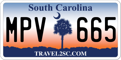 SC license plate MPV665