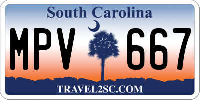 SC license plate MPV667