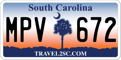 SC license plate MPV672
