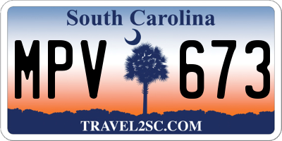 SC license plate MPV673