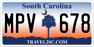 SC license plate MPV678