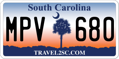 SC license plate MPV680