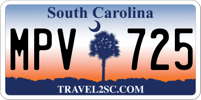 SC license plate MPV725
