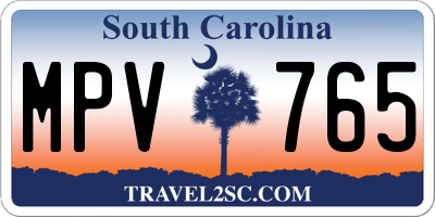 SC license plate MPV765