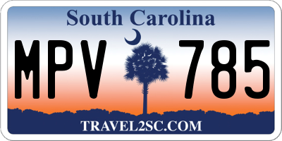 SC license plate MPV785
