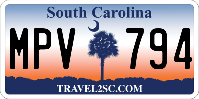 SC license plate MPV794