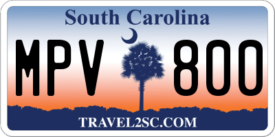 SC license plate MPV800