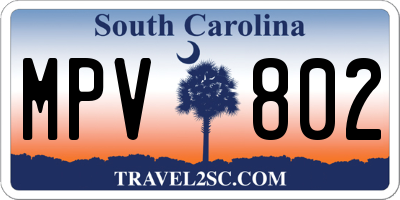 SC license plate MPV802