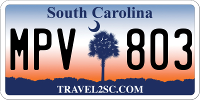 SC license plate MPV803