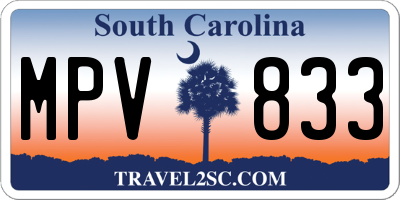 SC license plate MPV833