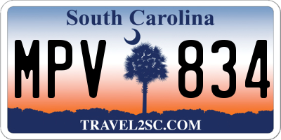 SC license plate MPV834