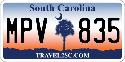 SC license plate MPV835