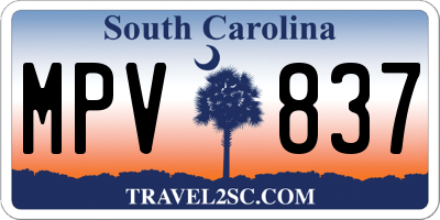 SC license plate MPV837