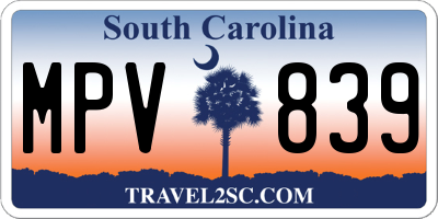 SC license plate MPV839