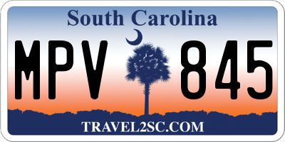 SC license plate MPV845