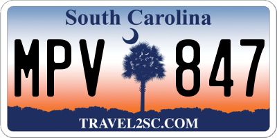 SC license plate MPV847