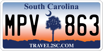 SC license plate MPV863