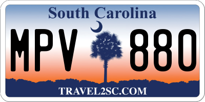 SC license plate MPV880