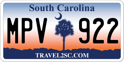 SC license plate MPV922