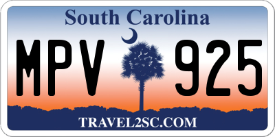 SC license plate MPV925