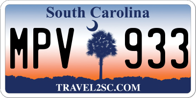 SC license plate MPV933