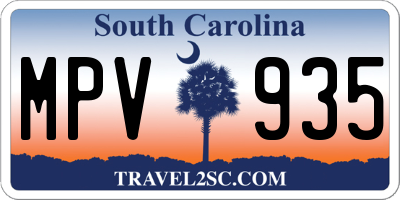 SC license plate MPV935
