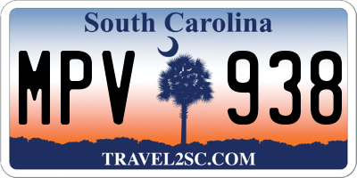 SC license plate MPV938