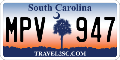SC license plate MPV947