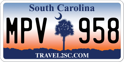 SC license plate MPV958