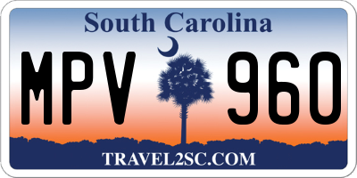 SC license plate MPV960