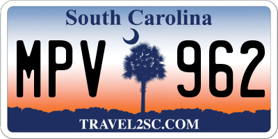 SC license plate MPV962