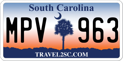 SC license plate MPV963
