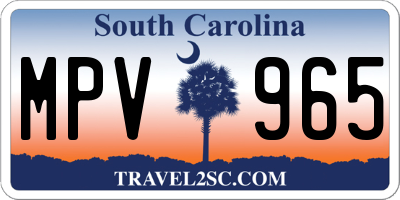 SC license plate MPV965