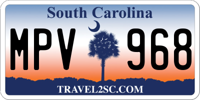 SC license plate MPV968