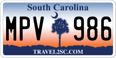 SC license plate MPV986
