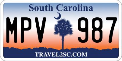 SC license plate MPV987