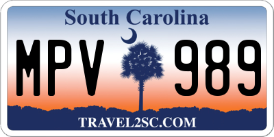 SC license plate MPV989