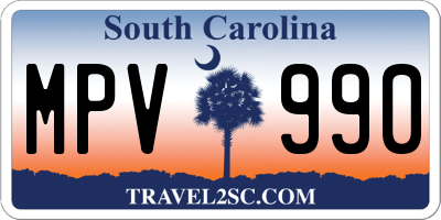 SC license plate MPV990
