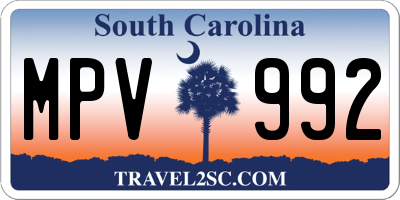 SC license plate MPV992