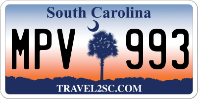 SC license plate MPV993